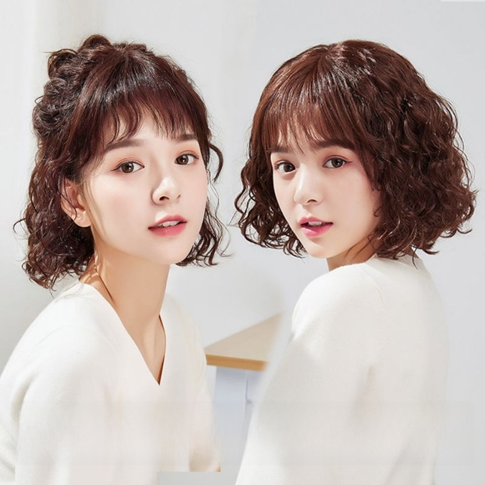 Perruque Femme Cheveux Mi-longs Tête Complète Réaliste Longueur Épaule Cheveux Courts Bouclés Étudiant Célébrité Internet Micro-bouclés Visage Rond Mode Perruque Couverture_voghion.com