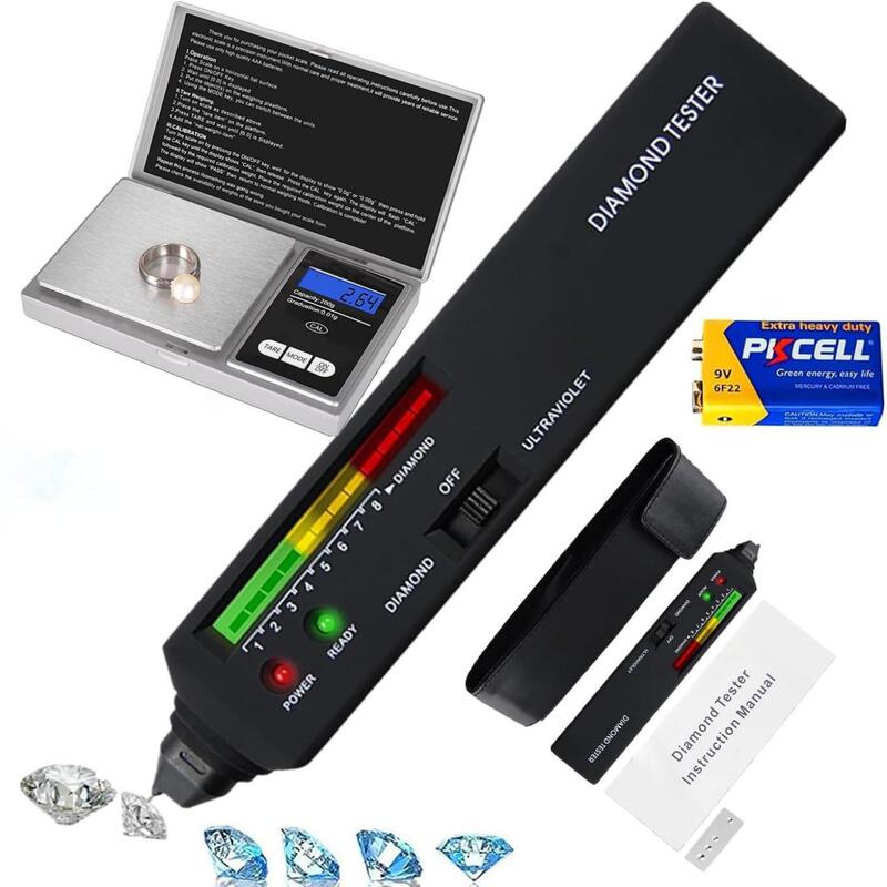 Professional Diamond Testing Pen Equipped with a 365Nm Ultraviolet Light Source and Heat Sensor—Quick Detection in Just 0.5 Seconds Professional Diamond Testing Pen Equipped with a 365Nm Ultraviolet Light Source and Heat Sensor—Quick Detection in Just 0.5 Seconds