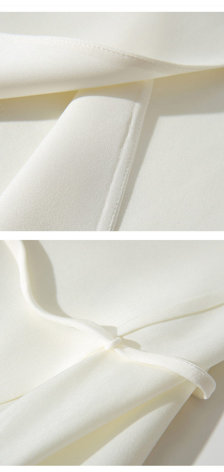 Áo blazer nữ satin thắt eo dáng ôm kiểu Pháp thanh lịch — Trắng ngọc trai, Xám nhạt, Đen đá chi tiết 20