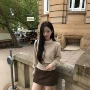 法式显瘦气质拼接针织衫