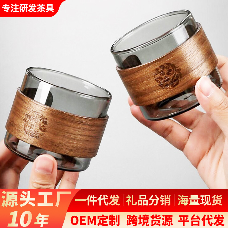 Taza de té de vidrio conjuntos de taza de té de kung fu resistente a altas temperaturas a prueba de quemaduras Taza de té doméstica comercial taza de té pequeña taza de té