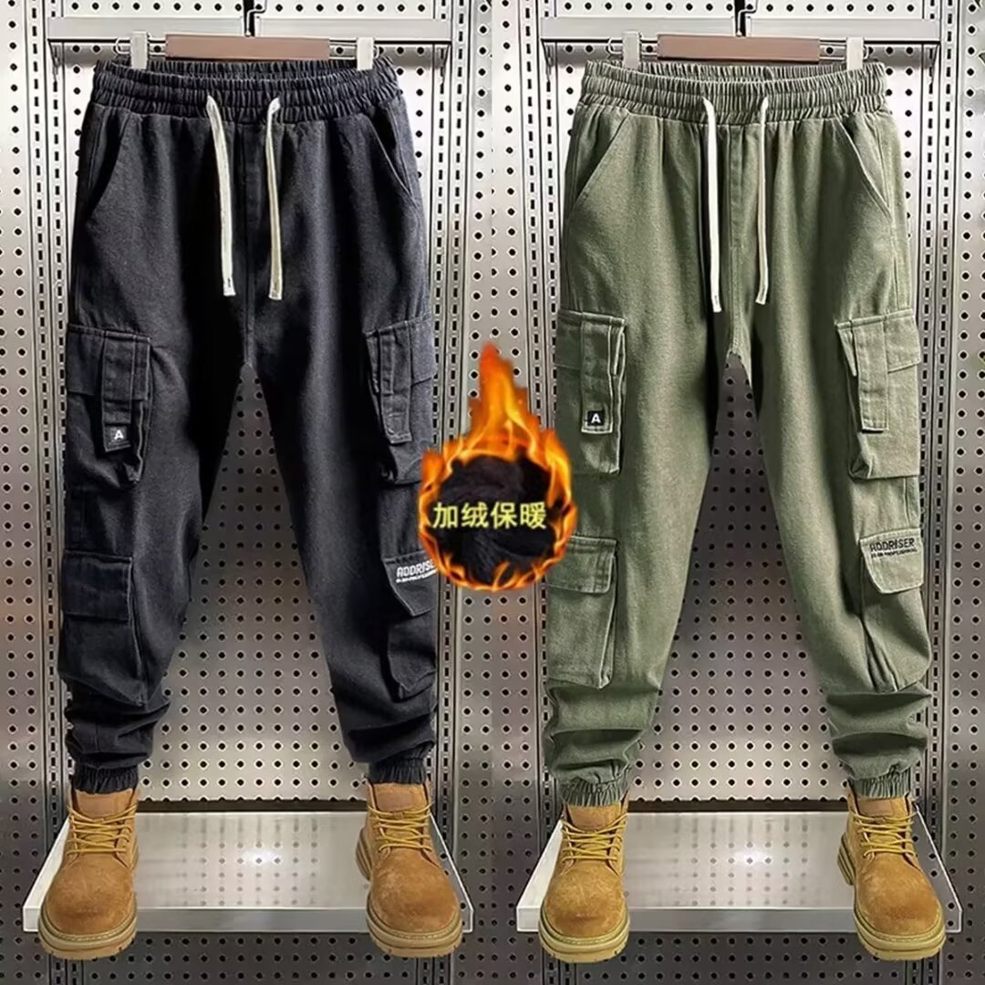 Pantalones de trabajo de otoño y invierno, pantalones de calentamiento sueltos, bolsillos de reparación de automóviles, pantalones de protección laboral sueltos, tubo recto