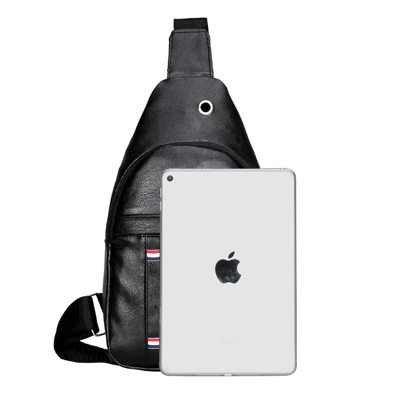 Bolsa de pecho para hombre Bolsa de mensajero de ocio al aire libre Bolsa de pecho para hombre de PU Mochila de viaje de negocios de cuero suave