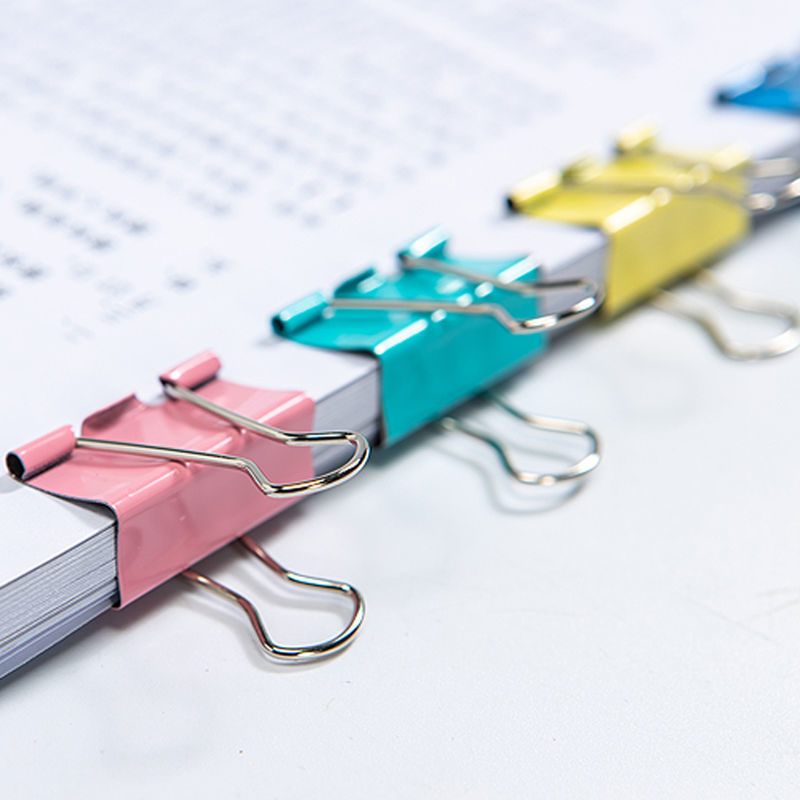 colour Binder Clips to work in an office Stationery Clamp multi-function Dovetail clamp black Size student test paper Purse