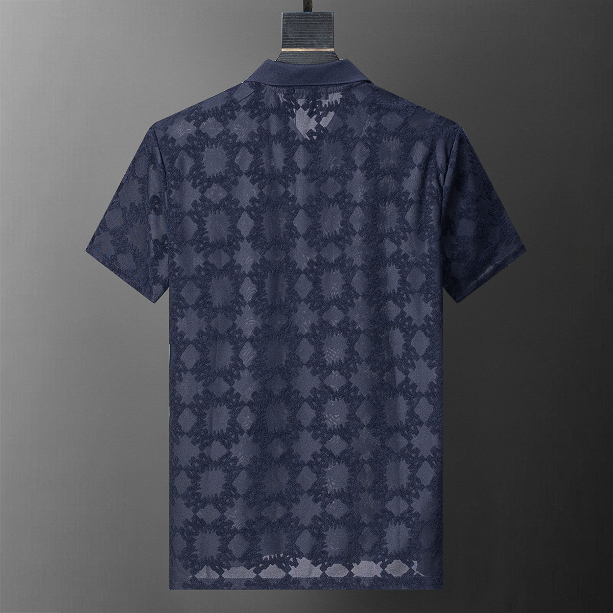 Cross-border versión correcta 26 nuevo polo para hombres color sólido negocios Jacquard casual con solapa de punto manga corta 1