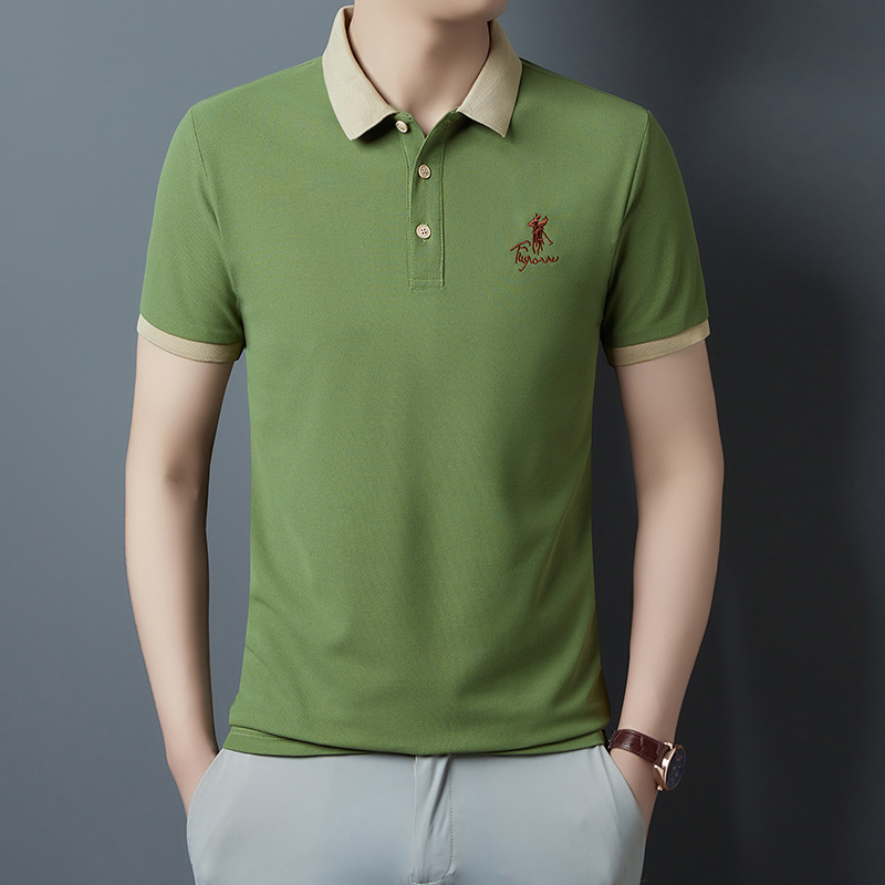 \ Polo camiseta de manga corta para hombre verano nuevo estilo bordado de solapa camiseta casual de negocios para hombre