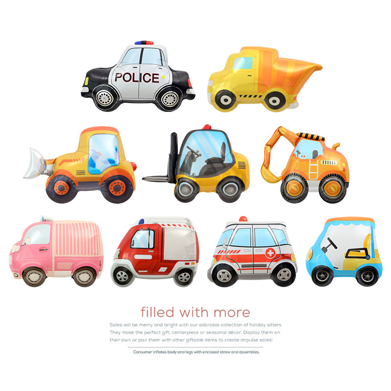 Birthday party layout photo props toy balloon vehicle car cartoon aluminum film cute balloon Birthday party layout photo props toy balloon vehicle car cartoon aluminum film cute balloon