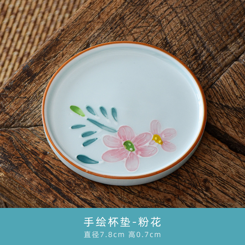 Pintado a mano taza de té estera creativa en relieve loto cerámica aislamiento estera Kung Fu juego de té ceremonia del té partes taza de té estera titular