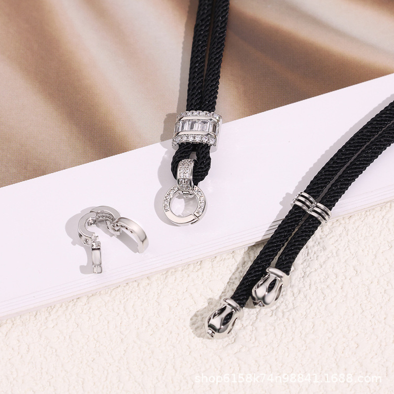 Inlaid zircon double insurance detachable high cargo rope universal buckle head jade pendant lanyard multifunctional buckle accessories