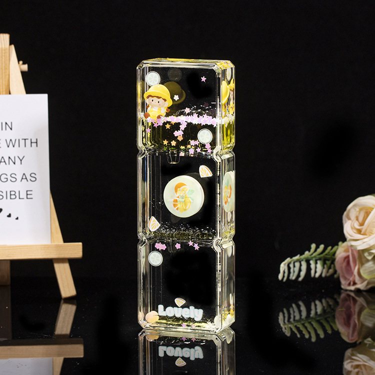 Acrílico transparente panda gota de aceite reloj de arena líquido botella de arena flotante regalo de cumpleaños para niños decoración de escritorio de oficina