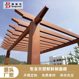 厂家批发户外木塑花架葡萄架木质感防腐防火庭院花园廊架塑木雨棚