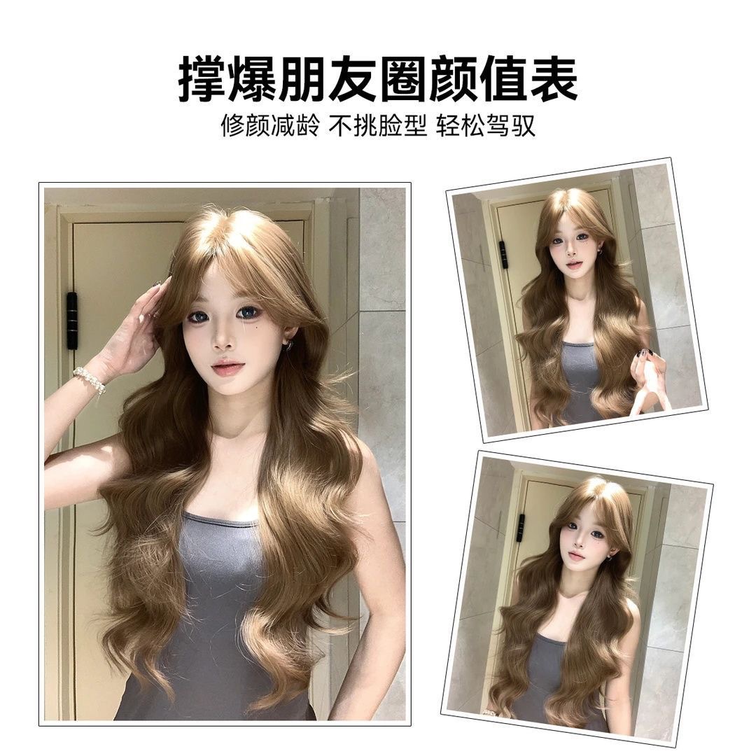 Parrucca Koni [stile coreano elegante] nuovi capelli lunghi ondulati castani biondi da donna leggeri e traspiranti