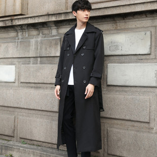 Autumn and Winter New Double-Breasted Lapel Men's Windbreaker Long British Style Fashion Slim Windbreaker Men's Youth Jacket