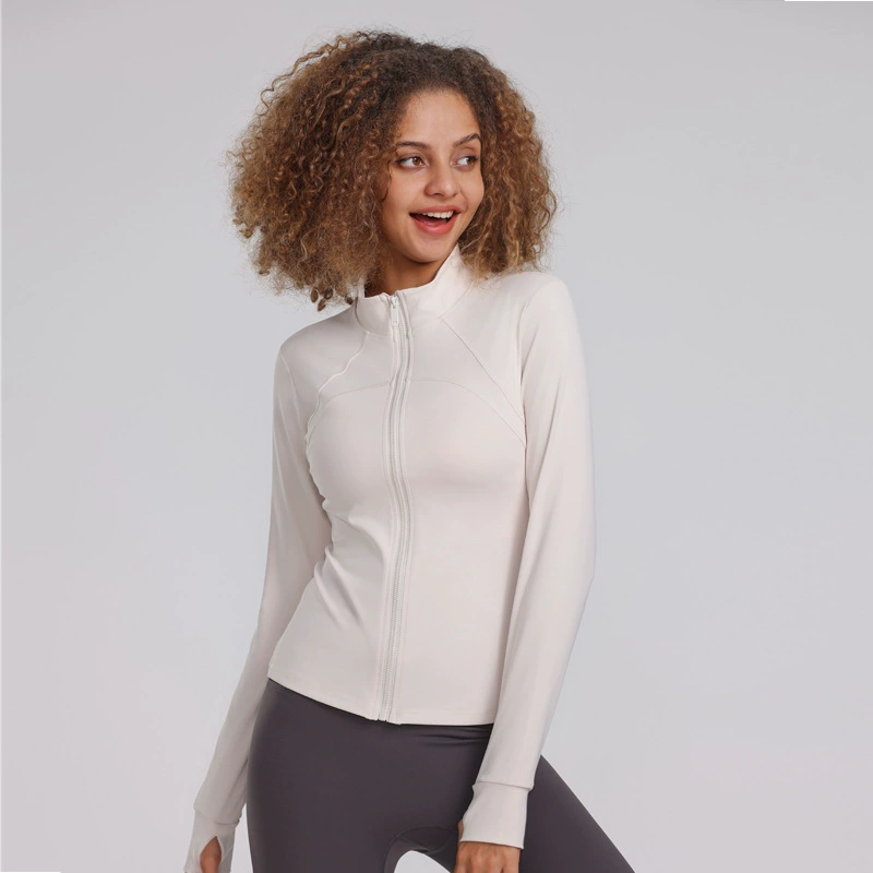 Фирменная спортивная куртка женская одежда для йоги топ спортивная одежда быстротушенный вертикальный воротник осень-зима новый продвинутый смысл с длинными рукавами