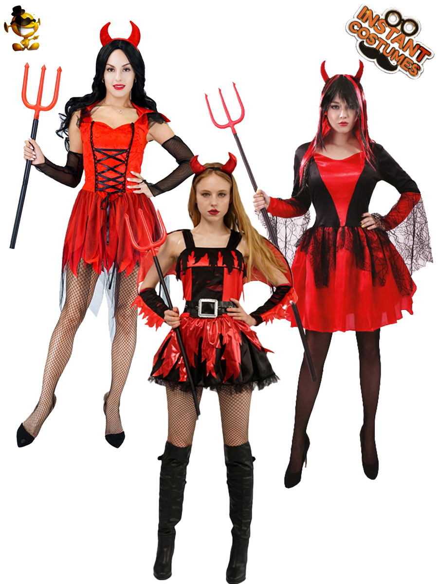 Gran chica Diablo rojo traje de Halloween cos vampiro rojo etapa juego ropa del funcionamiento del partido