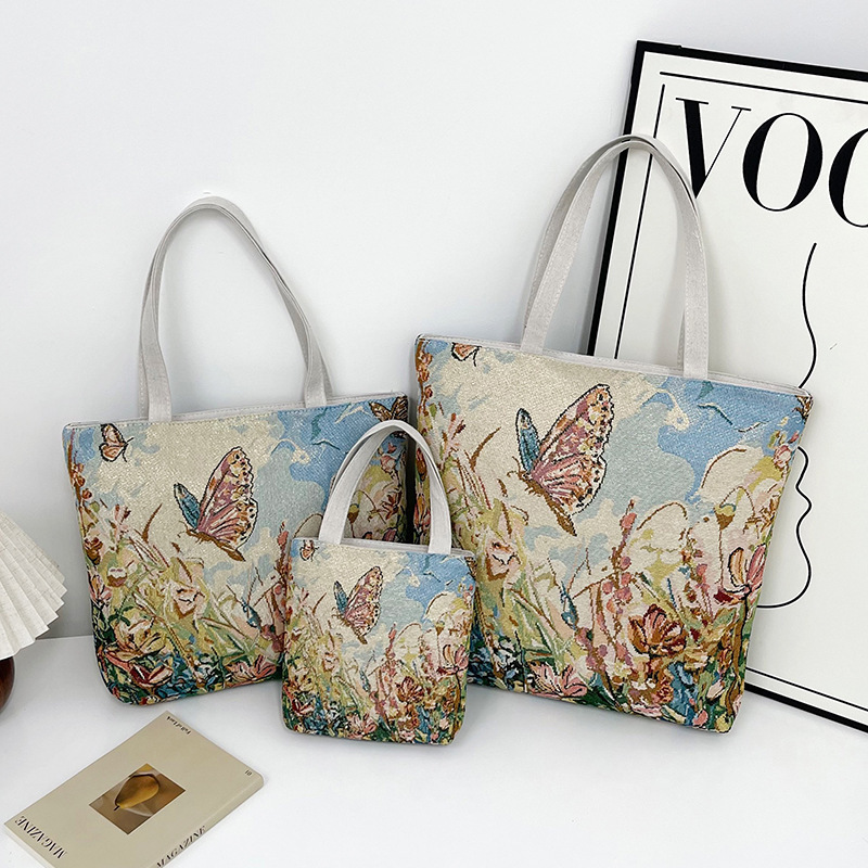 メーカー卸売り両面金糸刺繍布バッグ大容量マミーバッグ手提げショルダーバッグ民族風大容量バッグ|undefined