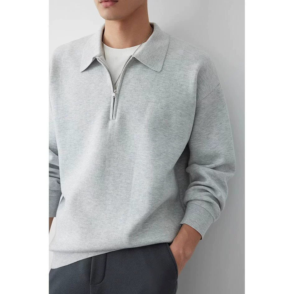 Нишевый Повседневный вязаный свитер в Корейском стиле с воротником-поло, мужской осенне-зимний Новый универсальный топ с короткой молнией 2023 года