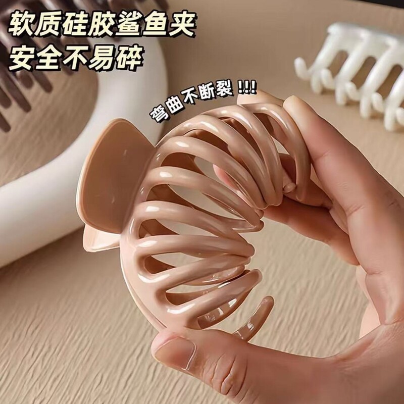 New Cross-Border Soft Silicone Hair Clip, Soft Anti-Collision Protection for the Back of the Head, Anti-Fall and Durable Shark Clip, High-End