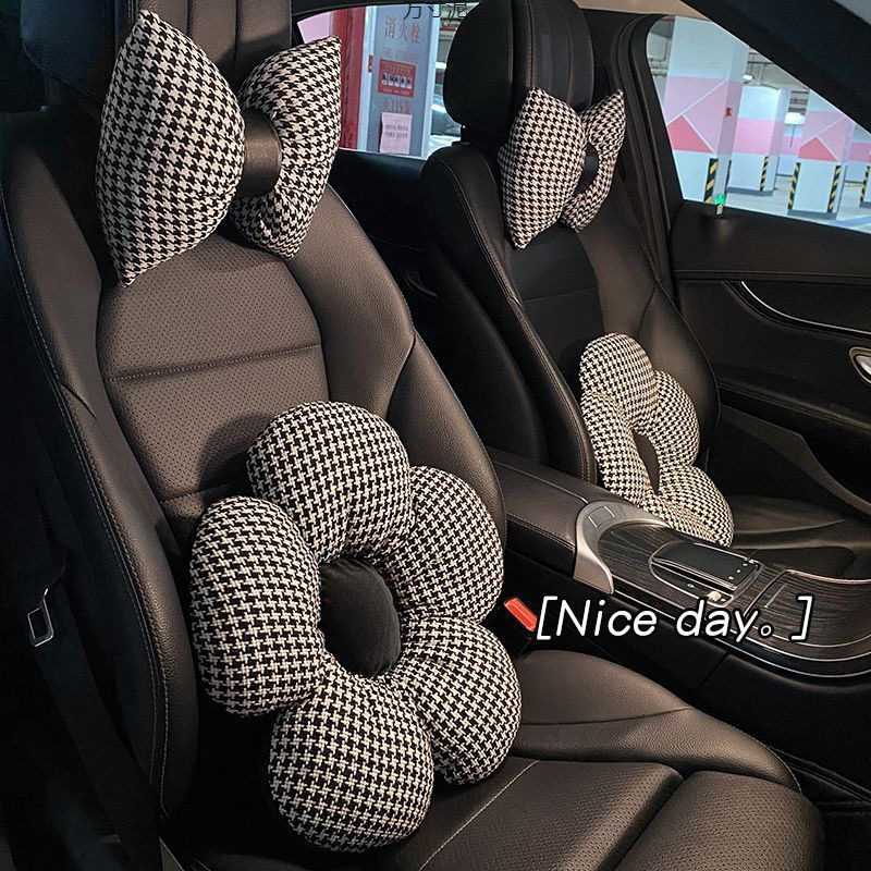 Car Headrest, Car Neck Pillow, Lumbar Support, Universal Flower Pillow for All Seasons, Car Seat Set, Goddess Lumbar Pillow