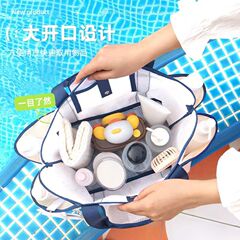 夏日化妆包大容量高级感户外旅行化妆用品便携收纳包网格沙滩速干