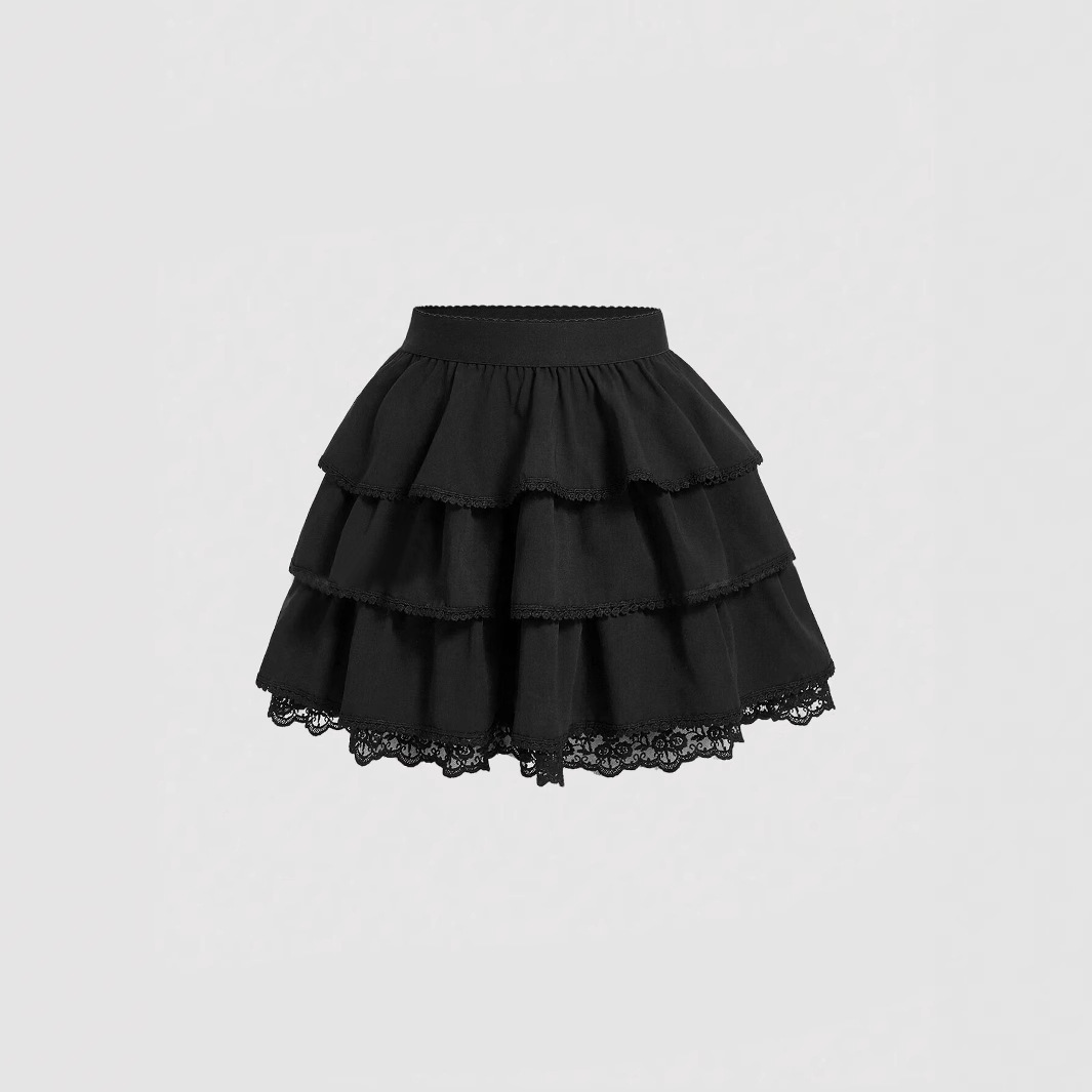 European and American Women's High Waist Princess Puff Skirt Women's Slimming Ruffled Cake Skirt Short Skirt Anti-glare A- line Skirt