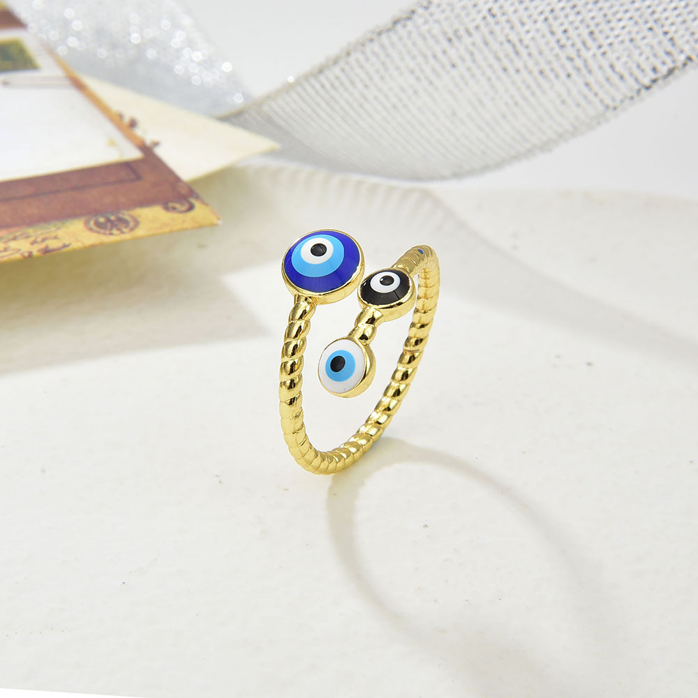 Women'S Gender Fashion Devil's Eye Copper Enamel Plating Open Ring 1 Piece