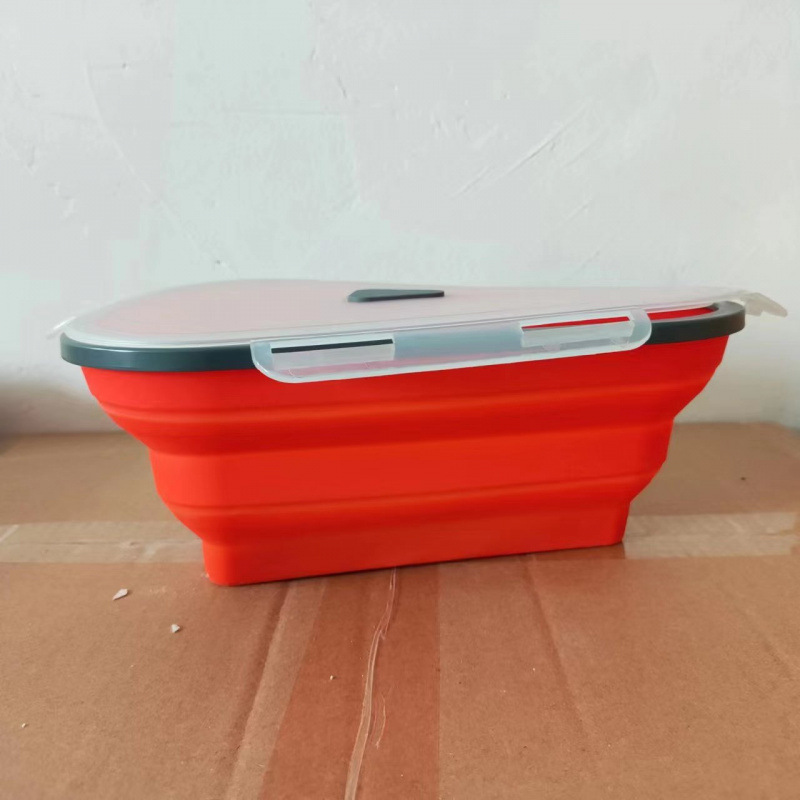 Caja de pizza plegable de Amazon Triangle Food Grade Silicone Reutilizable Caja de almacenamiento plegable