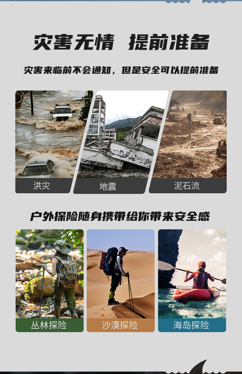 Flashlight with Hand-Cranked Power Generation, Small and Portable, for Outdoor Emergency Disaster Prevention, Multifunctional, Solar Charging, Strong Lighting