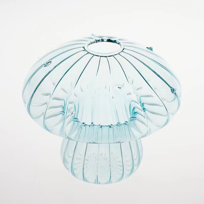 Vaso de hongos de vidrio creativo botella de fragancia de vidrio transparente de color hidropónico jarro de lámpara de vidrio decorativo arrancador de flores