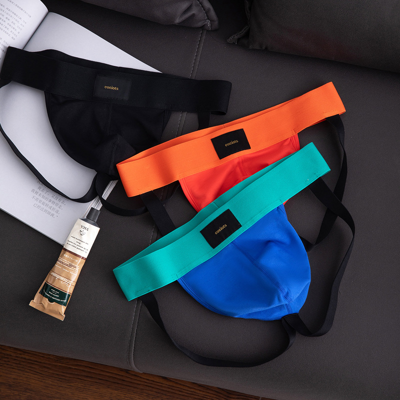 CUCIOTS thong men's briefs cotton back empty low waist sexy men's double Ding men's hollow personality