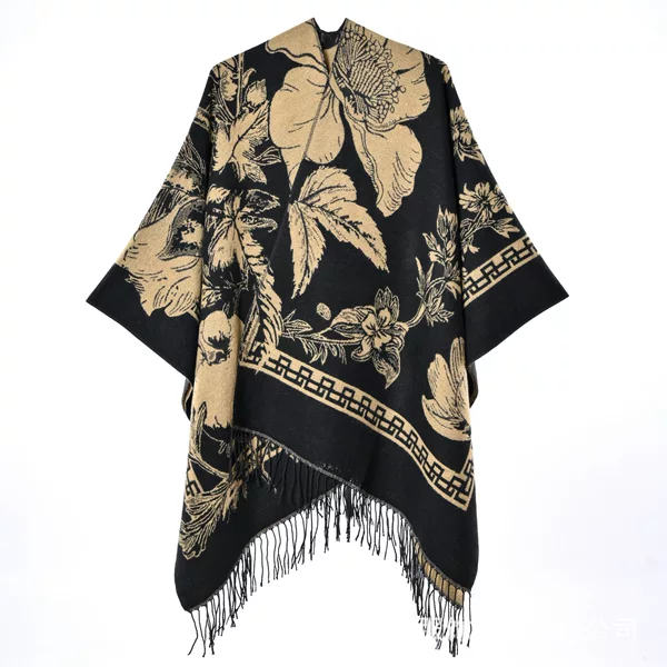 2026 Spring and Autumn New Versatile Printed Autumn-Winter Jacquard Shawl Scarf Imitation Cashmere Double-Sided Shawl Popular in Europe and America