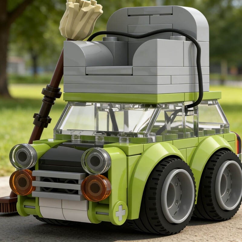 Xlmocs Senbao Parts Mr. Bean's Car Creative Small-Piece Assembly Domestic Building Blocks