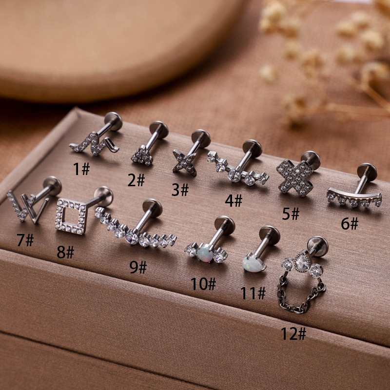 Henson nuevo popular europeo y americano G23 titanio punción tornillo ZIRCON labio clavo varilla oído hueso uñas joyería de moda