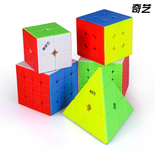 Qiyi Magnetic 2nd, 3rd and 4th Order Rubik's Cube Pyramid Smooth Magnetic Solid Color Black 2nd, 3rd and 4th Level Rubik's Cube Toy