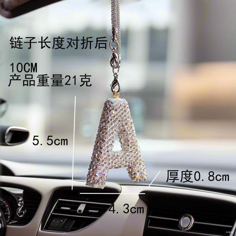 レターカーペンダント セラミック粘土 車のインテリアペンダント レディース ラインストーン 車のバックミラーペンダント ペンダント