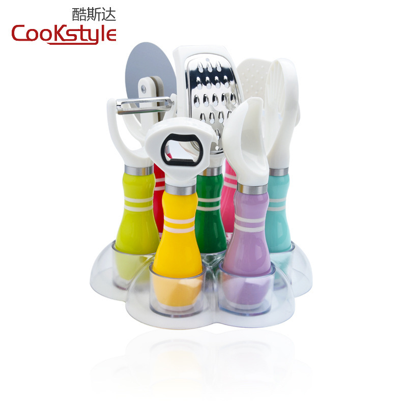 Herramientas de cocina 8-pieza de acero inoxidable melón Planer helado cuchara pelador abridor de botellas cuchillo de pizza multifuncional hogar