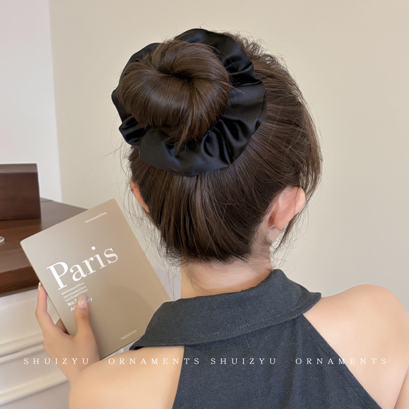 Francés punto de onda gris negro arco de bolas de cabello de bolas de cabello de alta elasticidad correa de cabello joyas de cabello