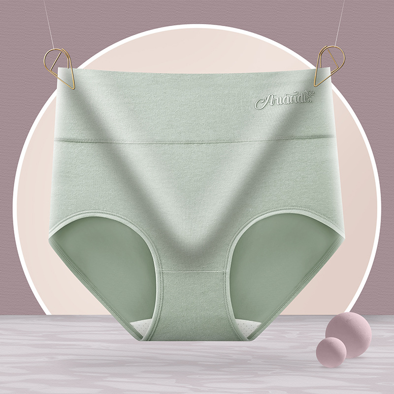 Ropa interior antibacteriana de cintura alta de algodón puro para mujer, ropa interior de vientre de algodón puro para mujer, ropa interior de cintura alta de algodón impreso para mujer
