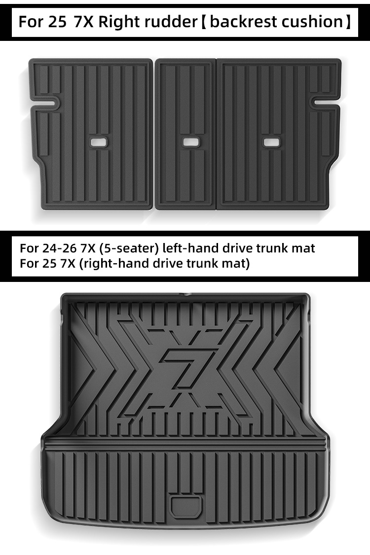 Suitable for 24-25 Zeekr 7X Right-Hand Drive Cars, Tpe Floor Mats, Trunk Mat, Cross-Border