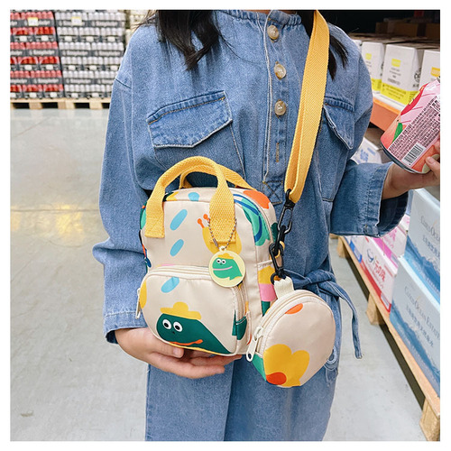 Children's bag cartoon dinosaur fashionable baby girl crossbody bag stylish cute girls' shoulder bag children's coin purse