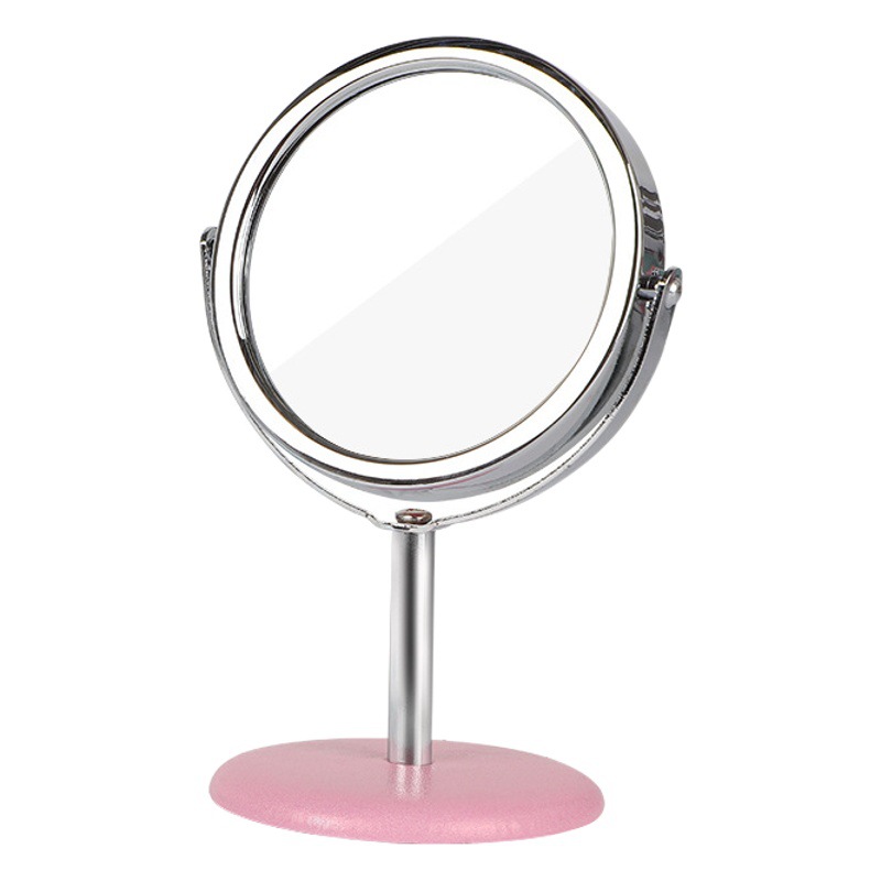 Espejo de escritorio stand ins escritorio espejo cosmético dormitorio impresión de plástico PU cuero epoxi giratorio escritorio de un solo lado Espejo