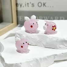 超萌手工琉璃小猪摆件玻璃小动物桌面装饰品粉色飞翔猪治愈系礼物