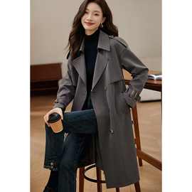 沫晗依美2025年春季收腰经典款时尚通勤新款落肩长款风衣