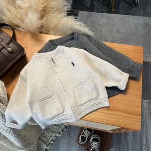 2024 new style Korean autumn and winter children's zipper sweater cardigan men and girls sweater coat children's clothing tide