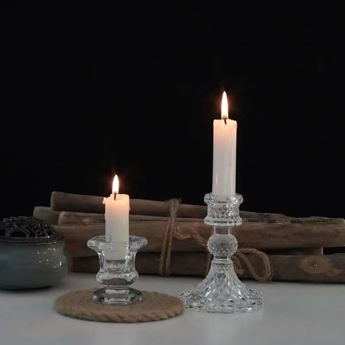 European simple ins glass candle holder home rod wax base romantic dining table candle holder creative home decoration