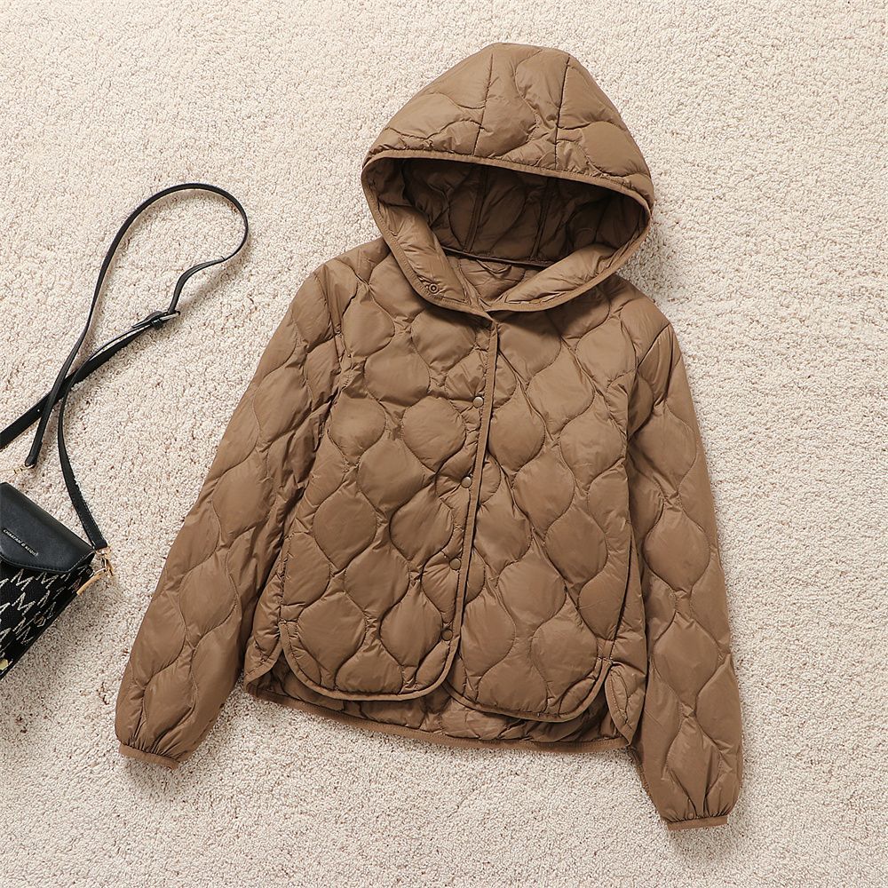 Nuevo ligero encapuchado otoño y invierno calabaza corta plumón chaqueta de mujer estilo coreano exterior calentamiento suelto chaqueta clásica universal