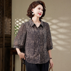 太桑蠶絲襯衫女2025新款中老年女裝媽媽夏裝真絲寬松真絲上衣圖片