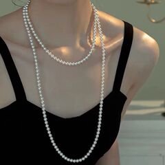 2024新中国式真珠のネックレス女性のロングタイプの四季はセーターのチェーンを合わせて色が落ちないようにします。