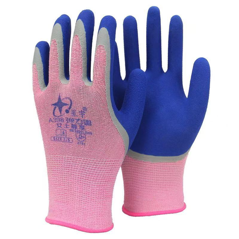 Xingyu guantes de protección laboral A398 estrella elástica antideslizante spray de sal pegamento de doble capa resistente al desgaste durable transpirable trabajo helado al por mayor