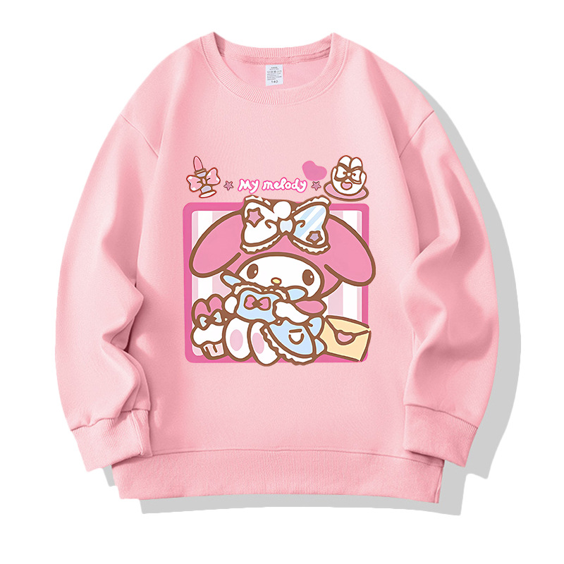 Children's Pullover Melody Girl's Fashion T-shirt for Big Kids and Girls, Cute and Stylish, Student Clothing with Sanrio Characters